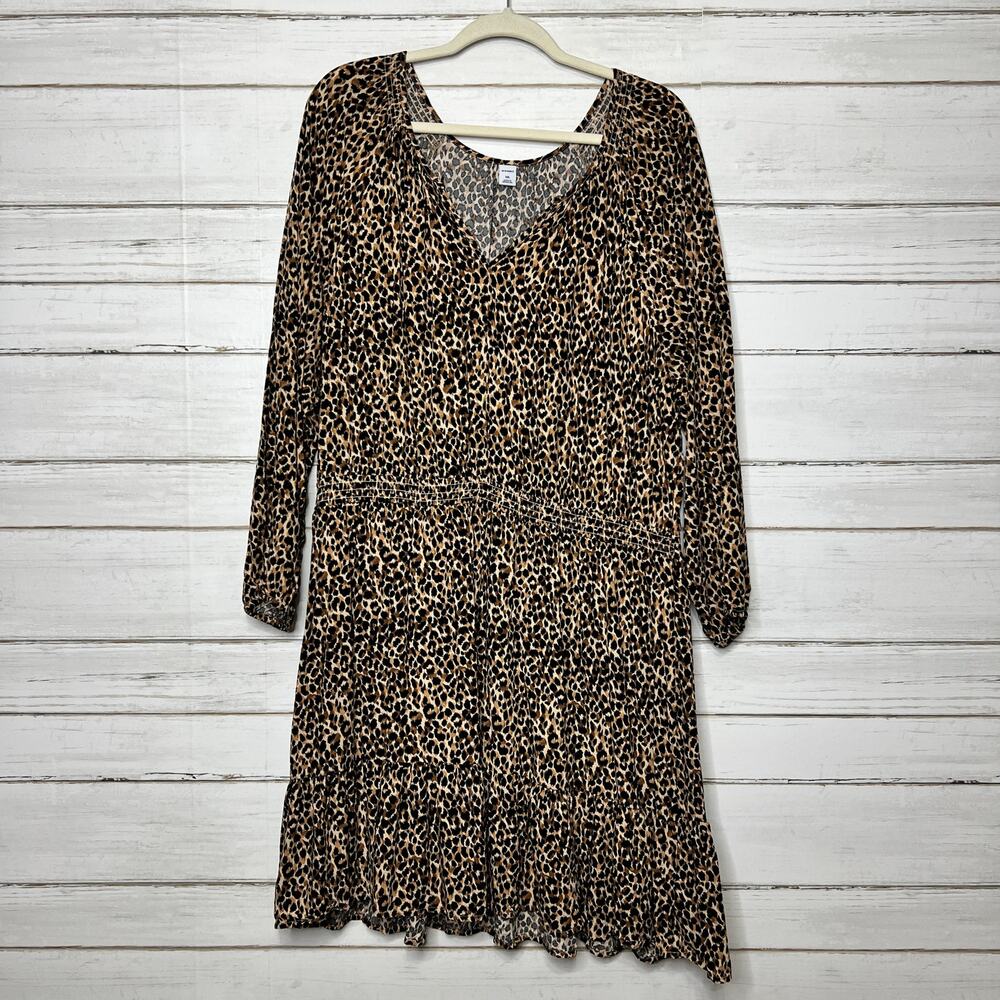 Old Navy Leopard Print Long Sleeve Dress Size XXL